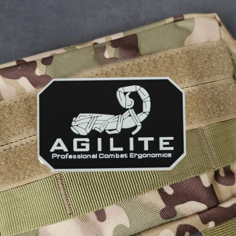 AGILITE Scorpion Logo 3D PVC Tactical Morale Badge Patch Gun Club Luminous Hook & Loop Patches Military Armband Backpack Sticker
