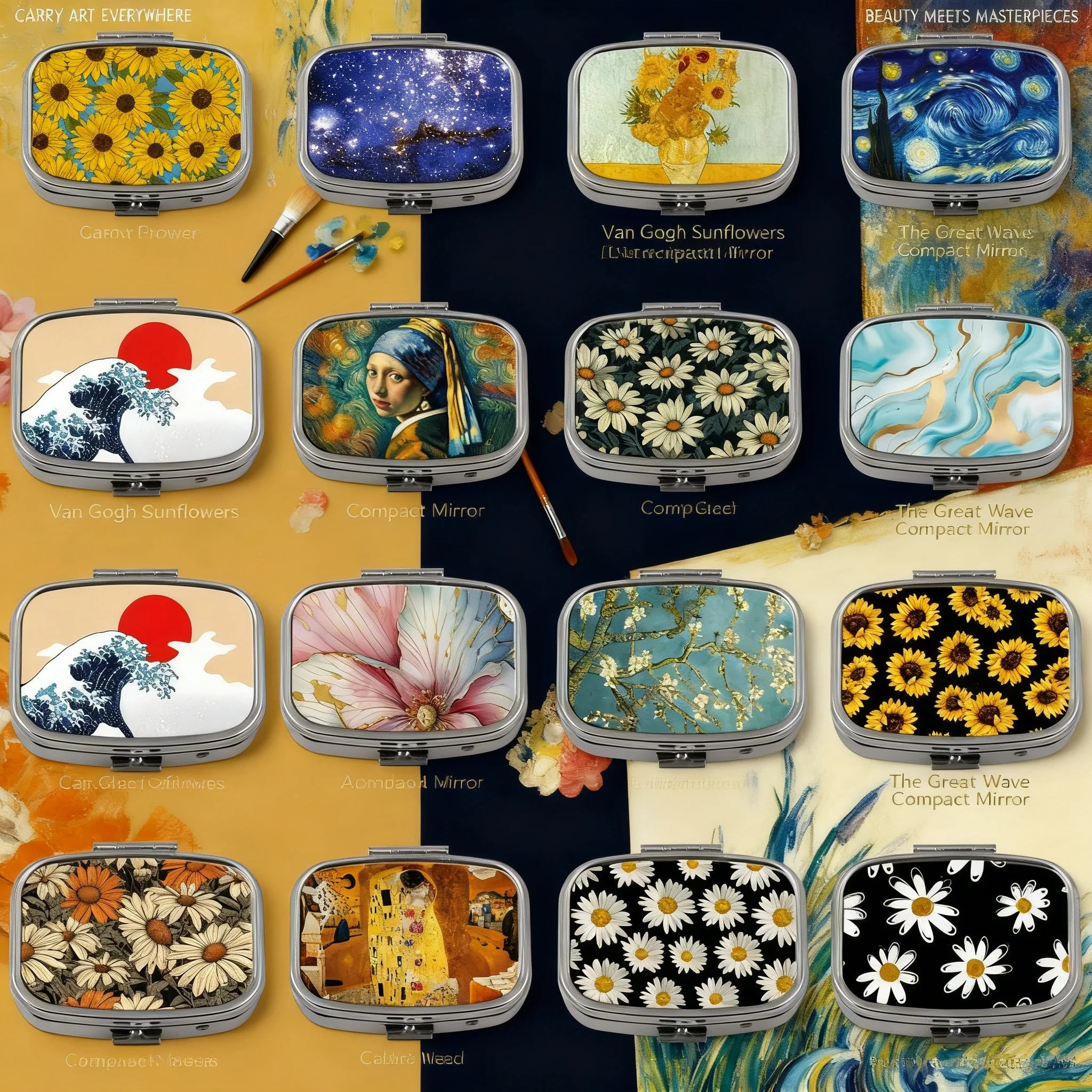 

Van Gogh Art Mini Pill Box 2 Compartment Medicine Organizer Portable Travel Jewelry Gift Case Household Storage Box for Pills