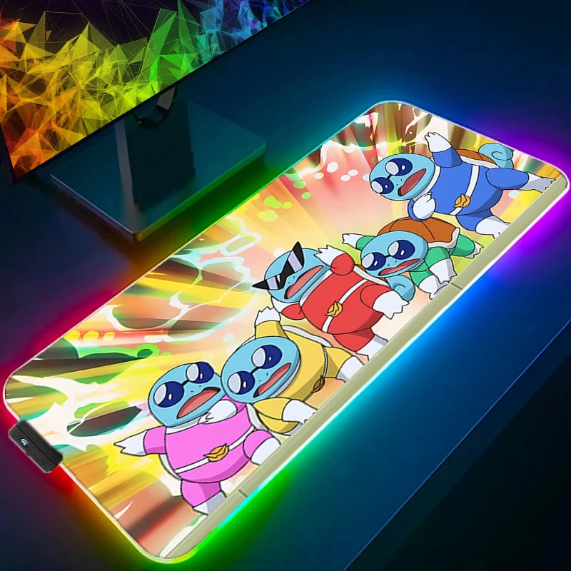 Коврик для мыши RGB P-Pokemons Squirtle игровой коврик для мыши светодиодный коврик для ПК настольный коврик светящийся коврик для мыши коврики для клавиатуры настольный коврик с
