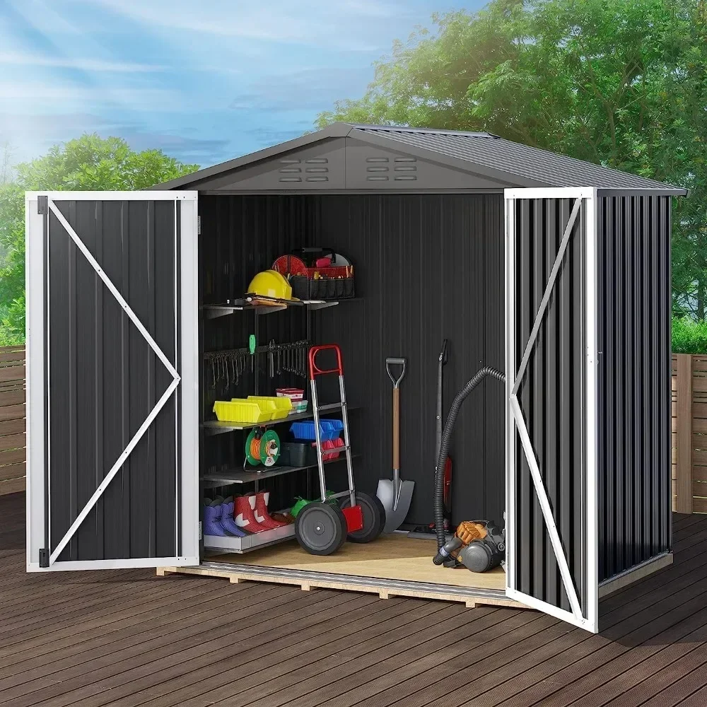 5.6x3.3-foot Outdoor Storage Shed, Large Metal Tool Shed, Heavy-duty Storage House with Lockable Doors and Ventilation Openings