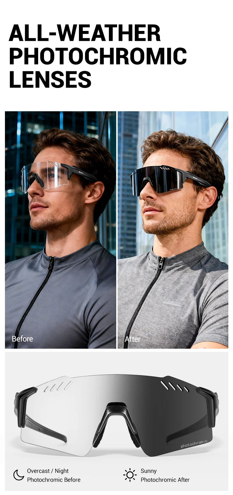 SCVCN Frauen Photochrome Sonnenbrille Outdoor Sport Fahrrad Radfahren Gläser Mann MTB Klettern Gläser Fahren Fahrrad UV400 Brillen – Detail 3