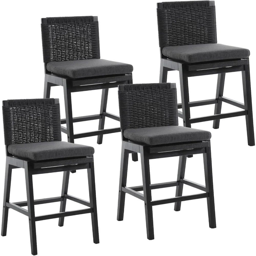 Hocker Charcoal Grey Furniture for the Living Room Woven Linen Counter Stools Set of 4 Stool Stool Home