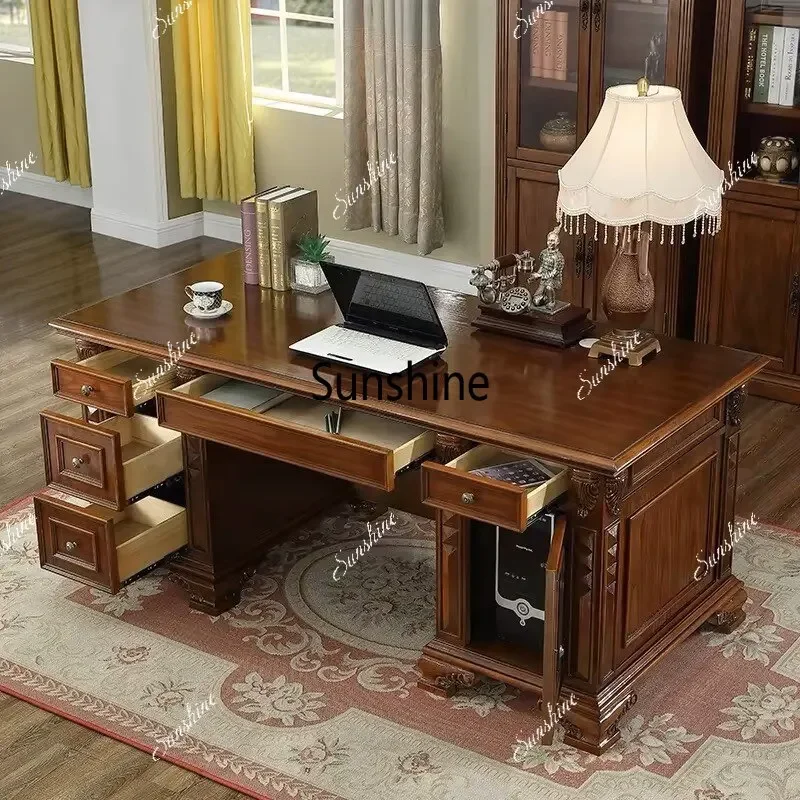 European-style carved simple desk boss table big desk president deskTJ