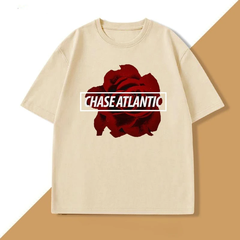 Chase Atlantic English Pure Cotton Printed Men's and Women's Personalized Round Neck Short Sleeved Summer New Casual T-shirt