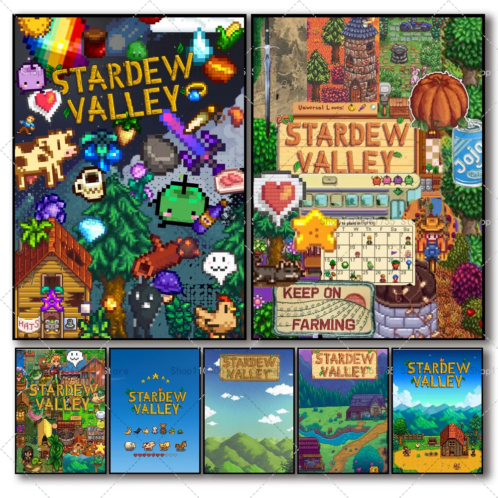 1PC Game S-Stardew V-Valley Poster Self-adhesive Art Waterproof Paper Sticker Coffee House Bar Room Wall Decor