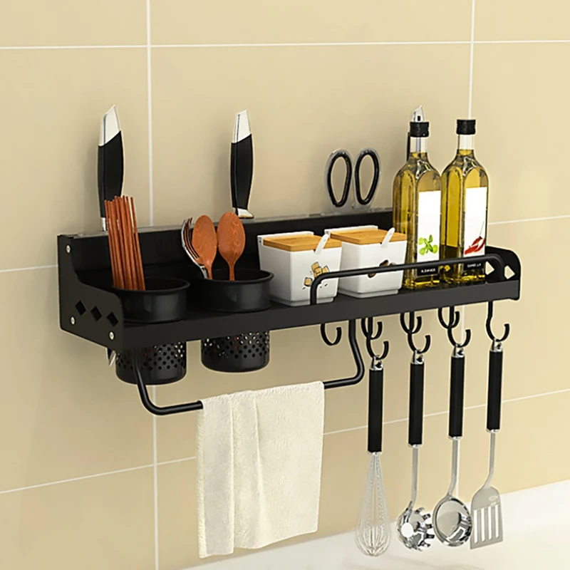 Multifunctional Kitchen Wall Mounted Rack Storage Spice Storage Rack Storage Pot Lid Rack Knife Hanger Rack With Hooks