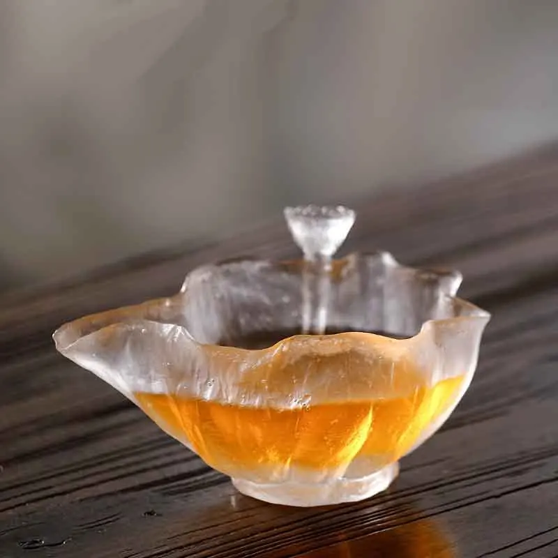 New Creative Lotus Tea Cup Master Cup Frozen Burnt Glass Fair Cup Texture Japanese Glass Tea Sea Sub-tea Set Kung Fu Tea Set