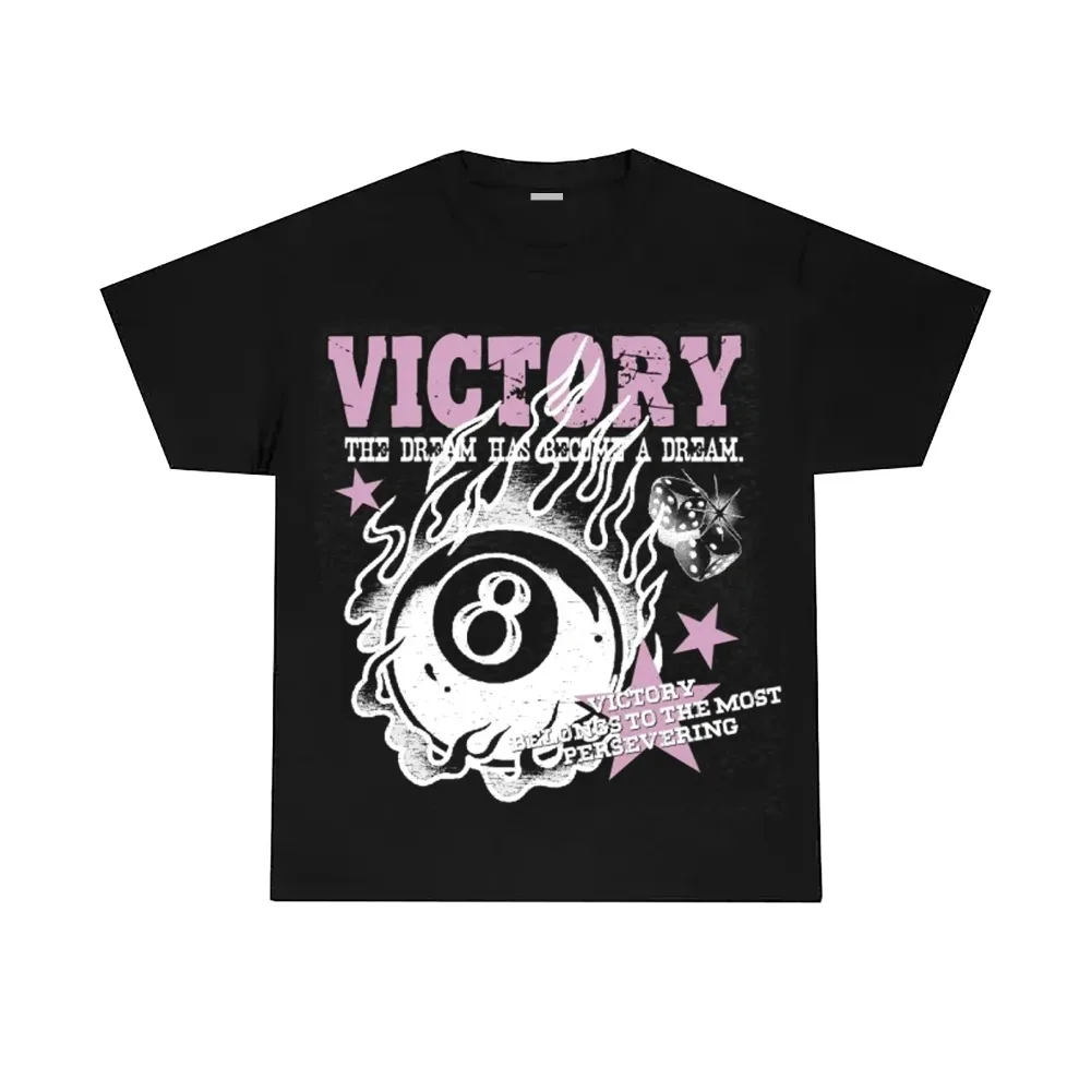 

American Hip Hop Y2K Short-sleeved Hell Star Retro Pattern Printing Design Cartoon Simple Unisex Pure Cotton T-shirt