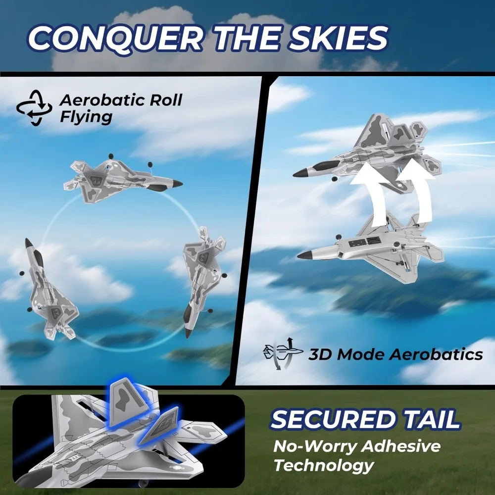 4 Channel 2.4G RC Fighter Plane with 6-Axis Gyro and Lights for Beginners