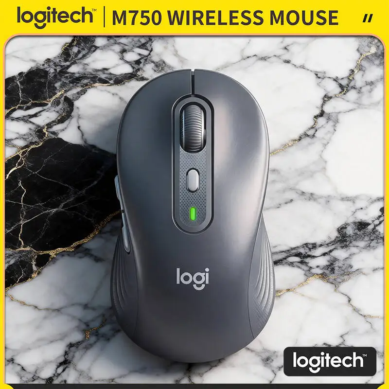 Logitech M750 Wireless Signature Mouse - Quiet Clicks, 4000 DPI, Soft Grips, 3-Device Sync, 24-Month Battery, Study Tool