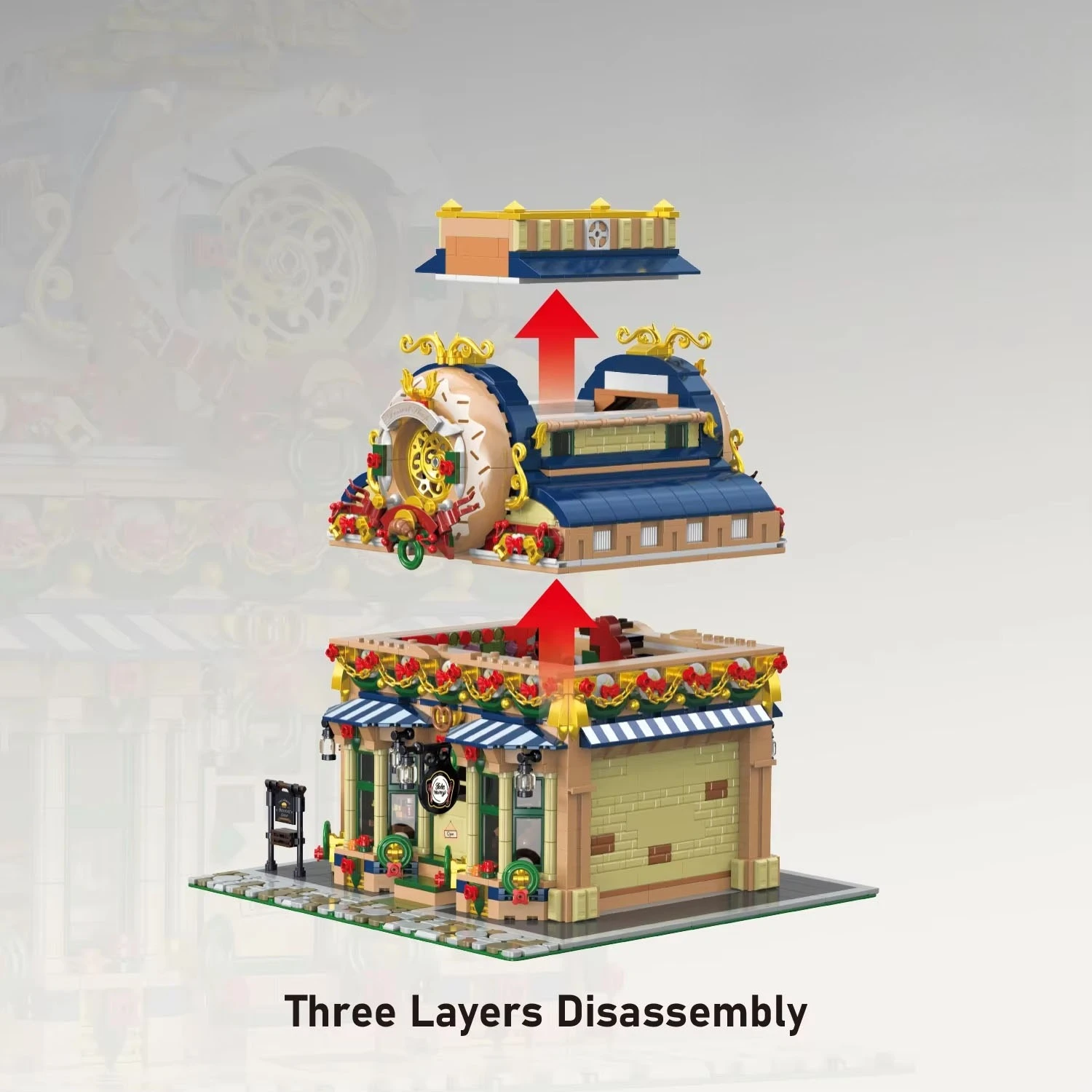 MOC – ensemble de blocs de construction de maison d'atelier de desserts médiéval, magasin de fleurs français, jouet d'architecture pour enfants, cadeau d'anniversaire