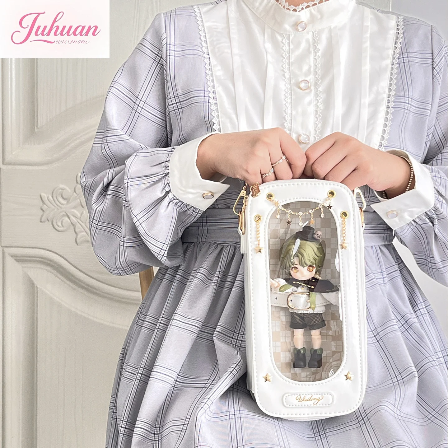 Japanese original daily versatile BJD messenger bag student Lolita transparent pain window 8 points bjd baby bag lta bag women