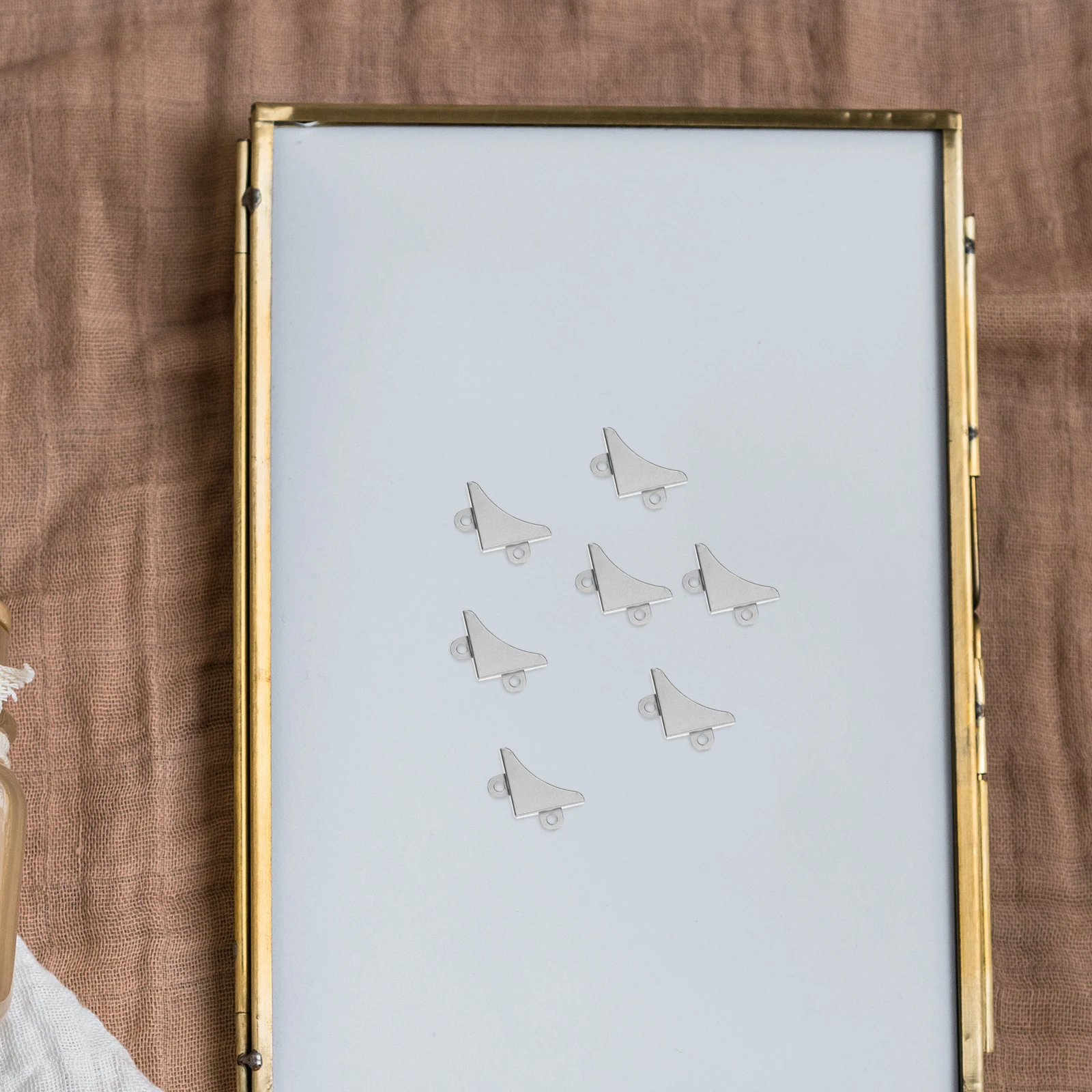 

50pcs Bathroom Mirror Clip Metal Flat Bracket for Wall Mounting Hardware Corner Braces Assembly Cupboard