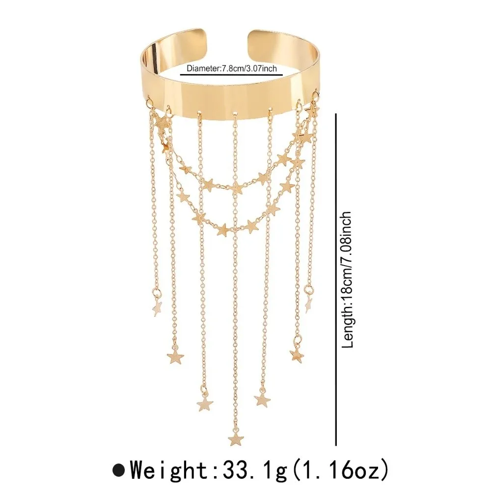 스윗 스타 암밴드 팔찌 조절 가능한 암렛 프린지 팔 커프 팔찌 바디 체인 합금 오픈 상완 팔찌