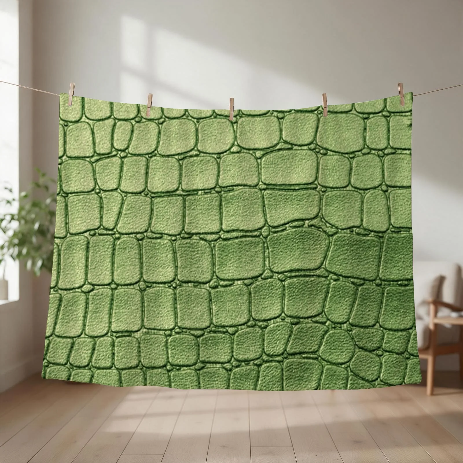 Green Crocodile Throw Blanket couch cozy soft plush fuzzy picnic outdoor blanket