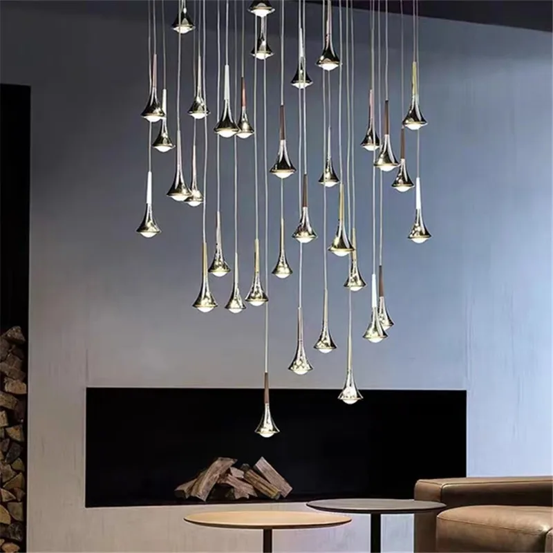 Rain Pendant lamp led danish design sliver light Bedroom Bedside spot light Living Room Kitchen Home Decor staircase light