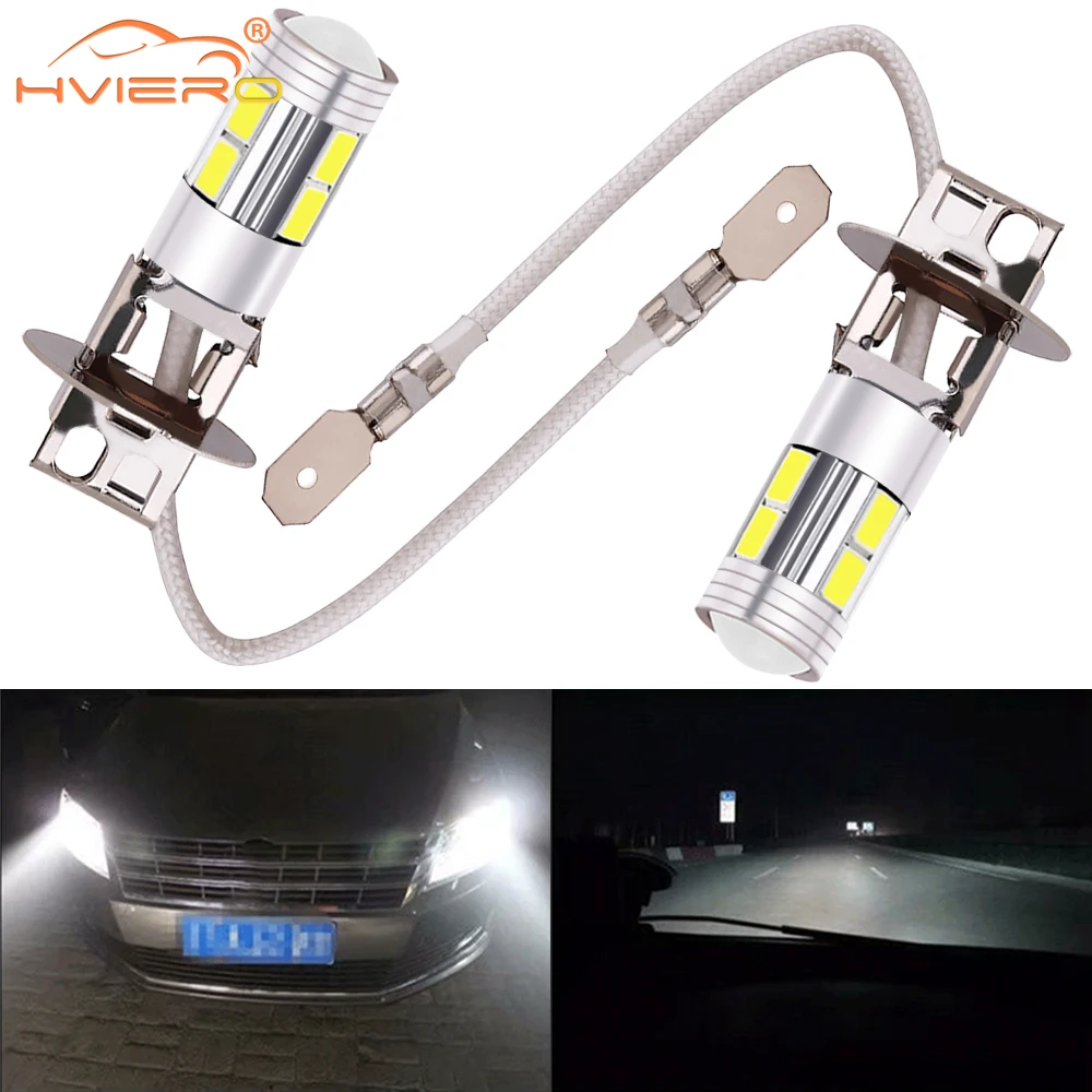 

2Pcs Car Daytime Light 5630 H1 H3 10SMD Interior Reading Dome Led Fog Signal Turn Lamp Brake Packing Bulb License Plate Leds 12V