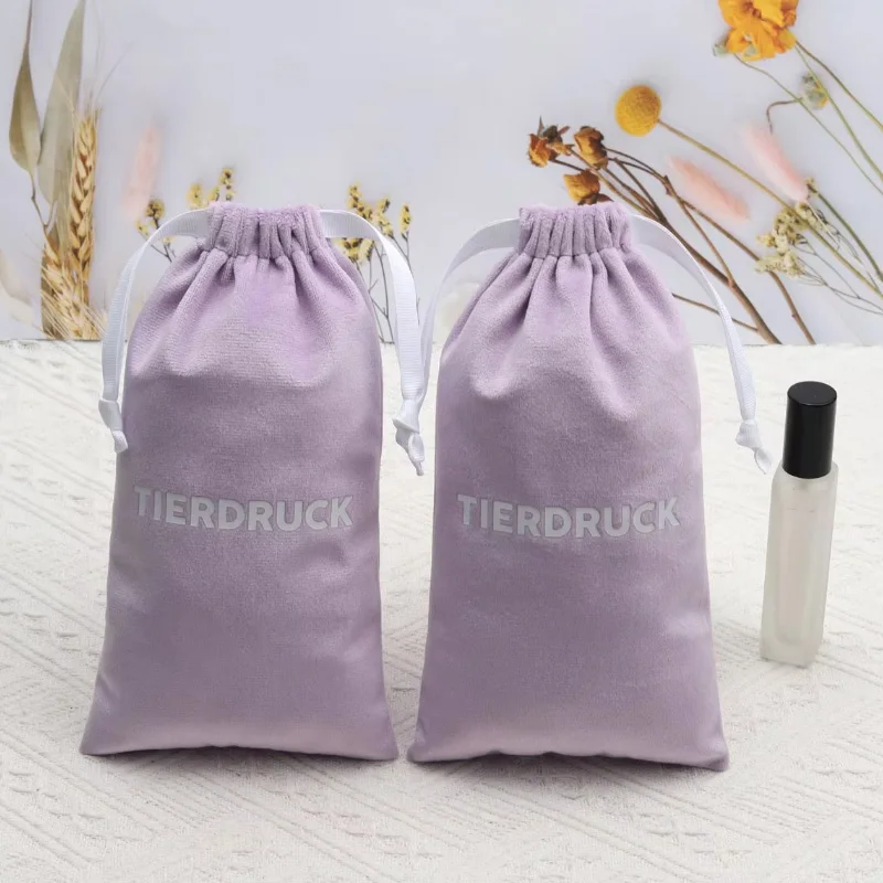 Promotion Velvet Drawstring Bag Cosmetic Wine Packaging Pouch Luxury Custom Logo Printing Flannel Gift Bag