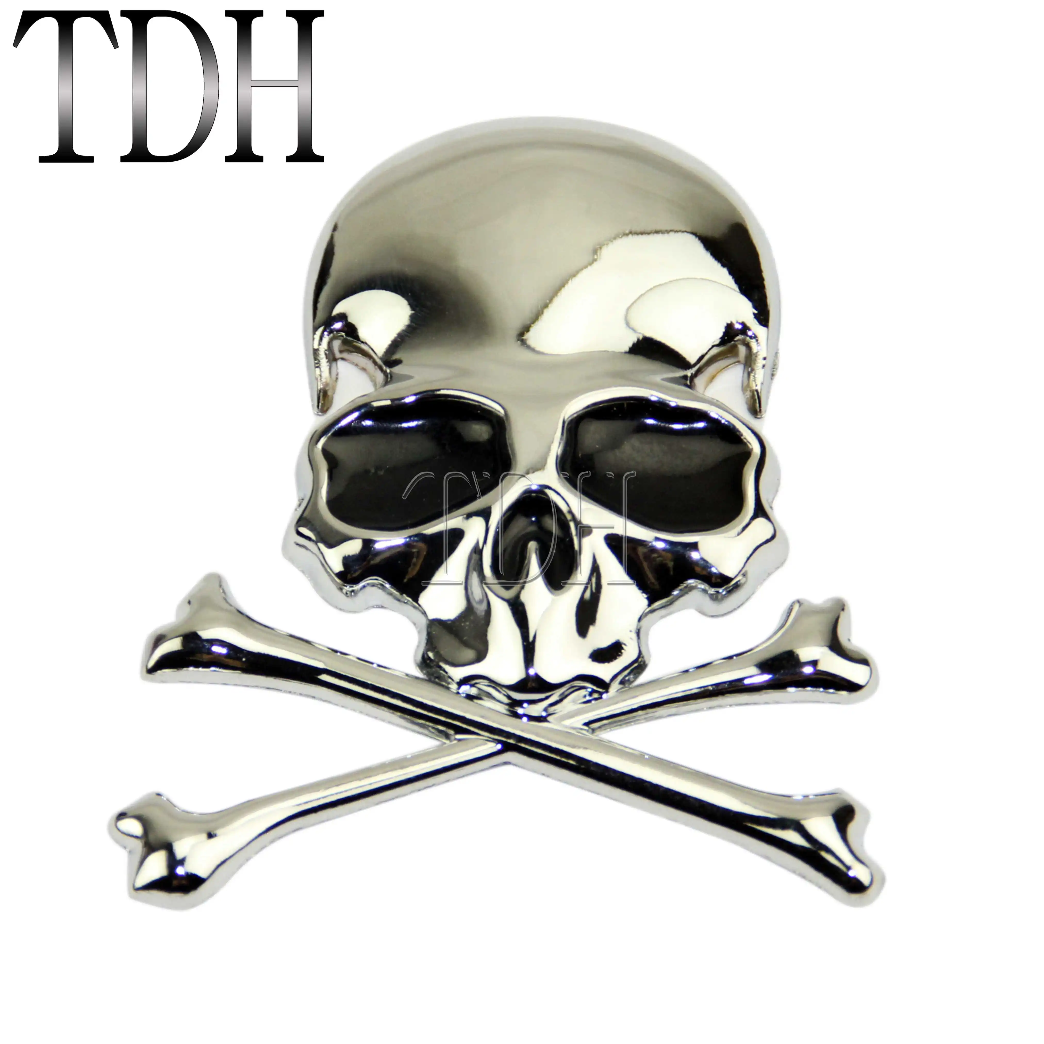3D Chrome Metal Skull Skeleton Car Trunk Tailgate Emblems Badges Decal Sticker For Harley Chopper Bobber Custom Honda BMW Suzuki
