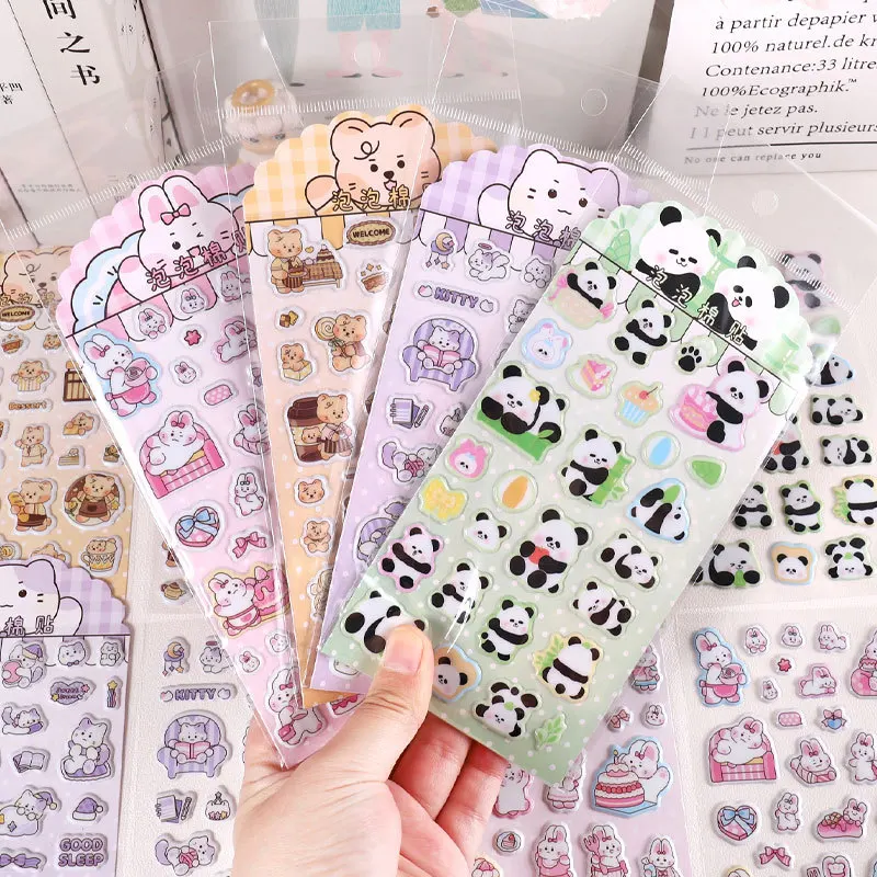 3D Bubble Cute Cartoon Stickers for Kids Creative Puffy Animal Stickers Fun DIY Scrapbook Decorations Cute Journal Supplies