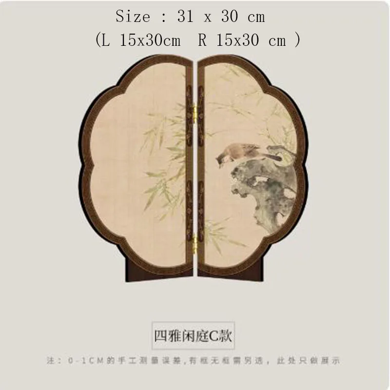 Zen Style Mini Tabletop Screen Flower Bird Decorative Desktop Ornament Tea Table Room Decor Chinese Style Home Office Gift
