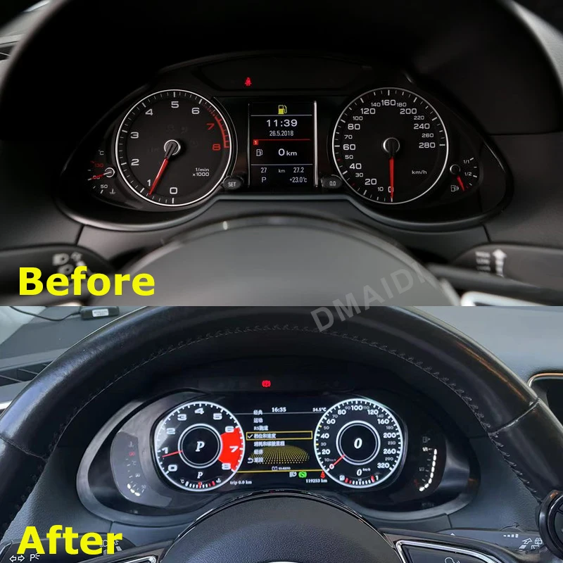 LCD Digital Dashboard for Audi A4 A4L A5 Q5 SQ5 RS4 S4 RS5 S5 Virtual Cluster Instrument Cockpit Speedometers Linux System