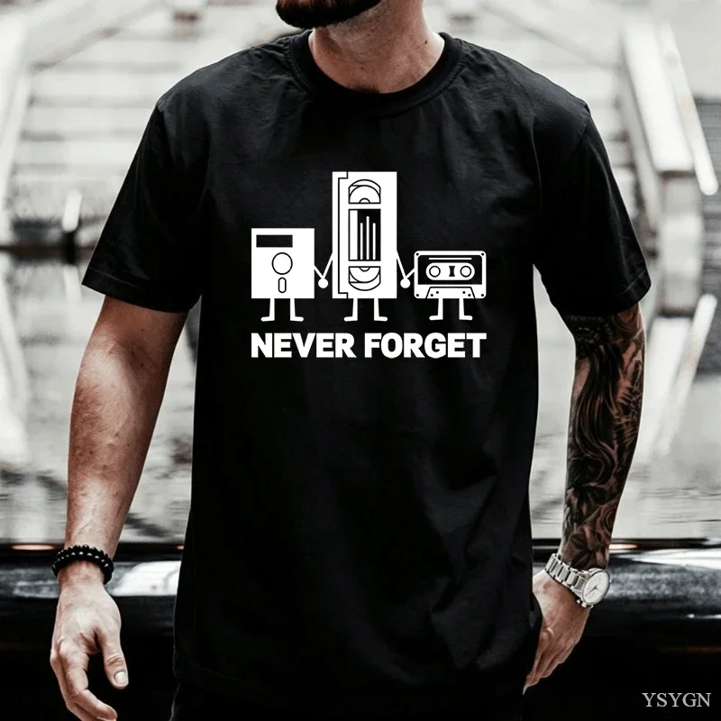 Men Clothing Never Forget Sarcastic Graphic Music Novelty Funny TShirt Male Harajuku Retro T Shirts Ropa Hombre Camisetas tops