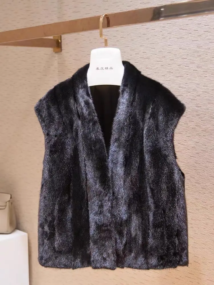 เสื้อโค้ทขนเฟอร์เทียมสำหรับผู้หญิง แบบไม่มีแขน สำหรับฤดูใบไม้ร่วงและฤดูหนาว อุ่นสบาย ปกเสื้อแบบปกเสื้อโค้ท  เสื้อกั๊กขนเฟอร์เทียม เสื้อแจ็คเก็ตขนเฟอร์เทียม