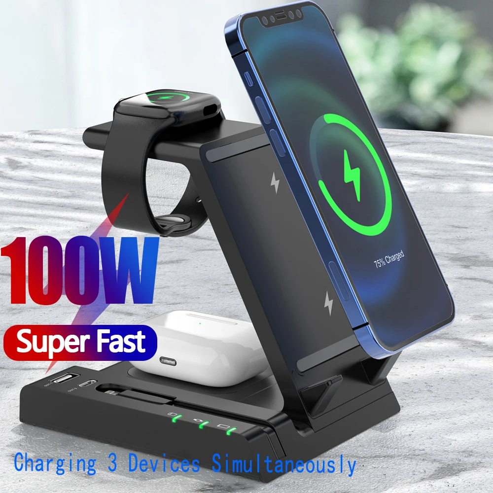 

2023 New 15W 3-in-1 Magnetic Wireless Charging Suitable IPhone 15 14 13 12 Pro XS MAX XR X 8 Apple Watch SE 6 5 4 3 AirPods Pro