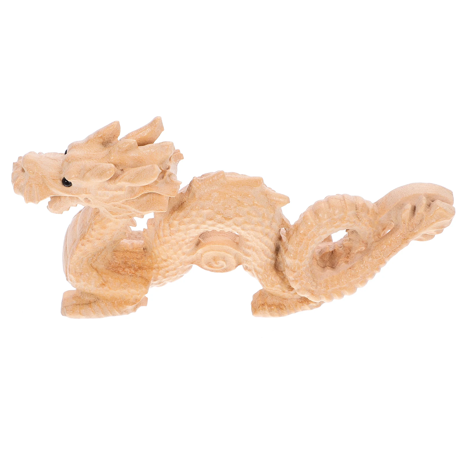 

Wooden Dragon Statue 12cm H crafted Decorative Figurine Home Office Desk Carving naments Chinese Zodiac Wealth Luck