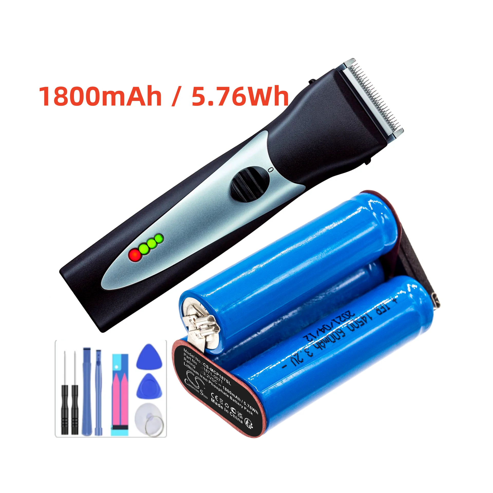 Shaver Battery For Moser 1871-0071 Chrom Style Pro 1871 Capacity 1800mAh / 5.76Wh Color Black Volts  3.20V Type LiFePO4