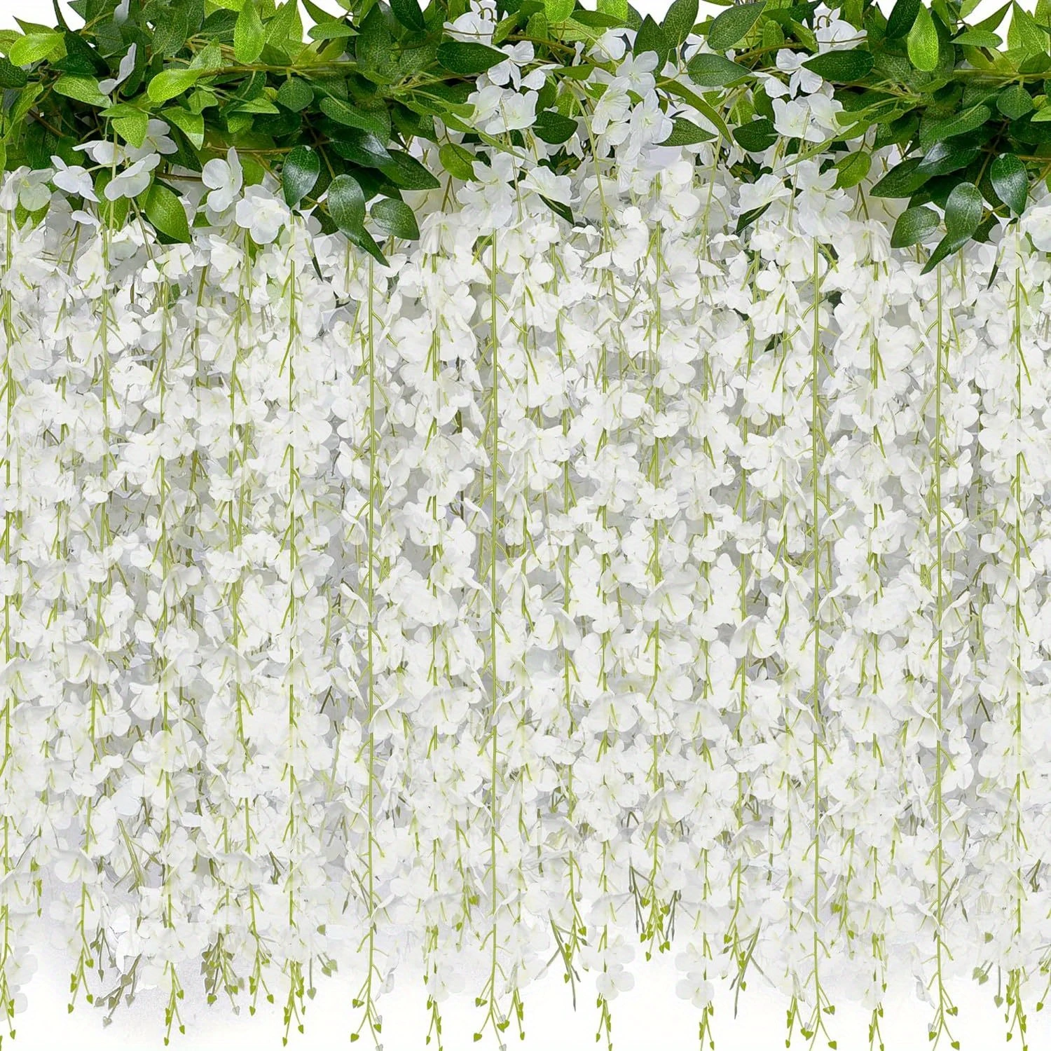 

10x4 Branches Wisteria Hanging Flowers 6 Feet Artificial White Wisteria Vine Silk Wisteria Flowers Garland for Wedding Arch Part