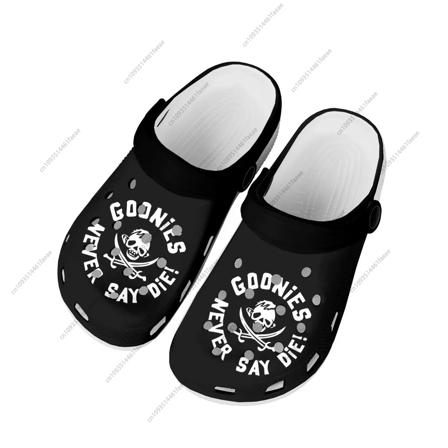 Goonies Never Say Die Skull Rock Home Clogs Custom Water Shoes Mens Womens Teenager Shoes Clog Breathable Beach Hole Slippers