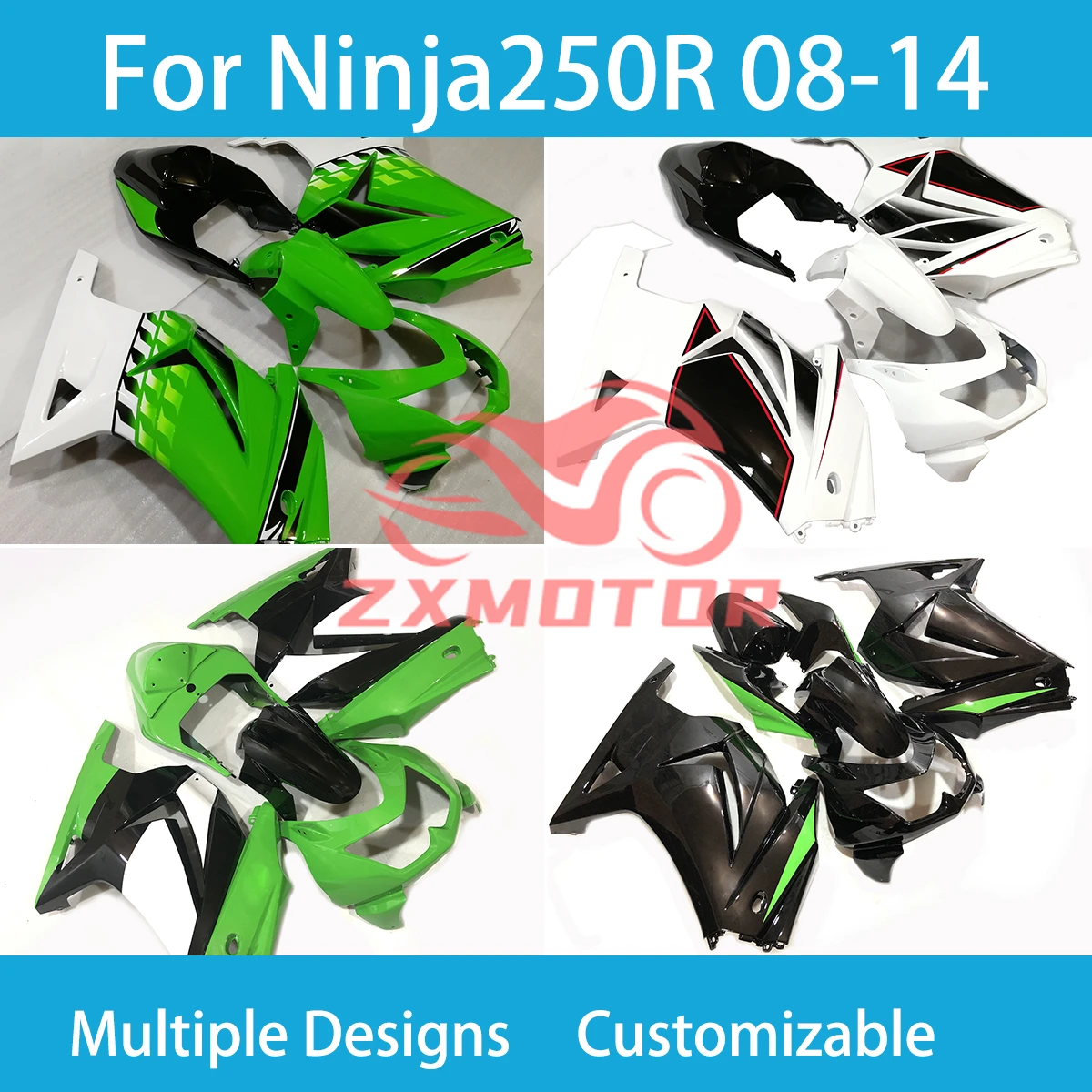 ABS Fairing Kit for Kawasaki Ninja 250R 08 09 10 11 12 13 14 Motorcycle Fairings Body Parts Set Ninja250R 2008-2012 2013 2014