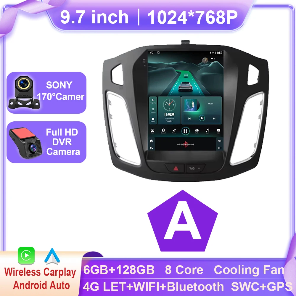 Android 15 Autoradio Voor Ford Focus MK3 2011-2019 Multimedia Video Player Navigatie GPS Stereo auto carplay 2din Nieuwe BT dvd