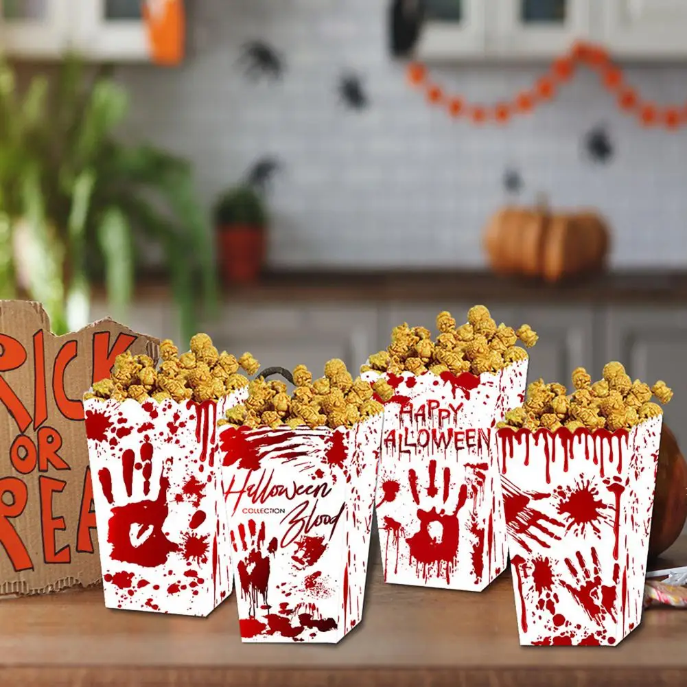 Recyclable Halloween Party Supplies Structure Popcorn Container Halloween Popcorn Candy Boxes for Kids Party Supplies Trick