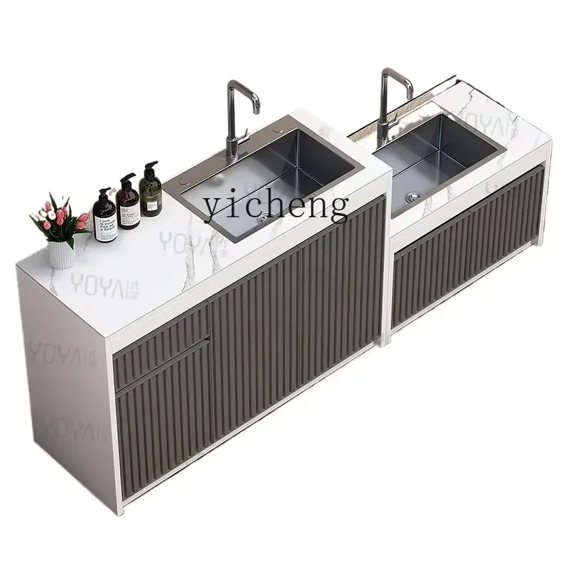 TP-29  outdoor rock slab console integrated courtyard sink basin vegetable sink aluminum alloy cabinet
