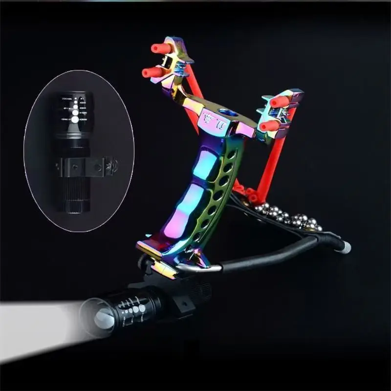 

Outdoor Competition With Precision Steel Metal Iridescent Curved Slingshot Iridescent Curved Knife Slingshot