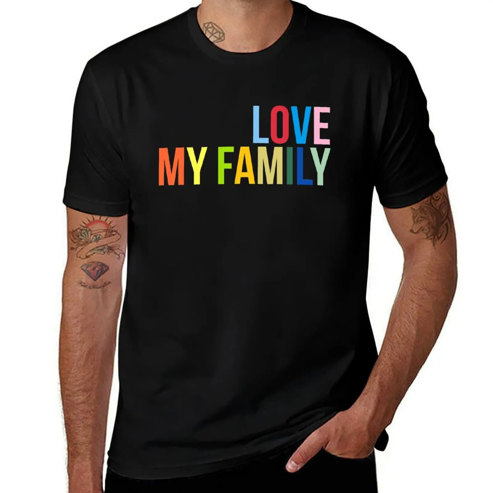 

LOVE MY FAMILY T-Shirt customs animal prinfor boys sweat slim fit t shirts for men