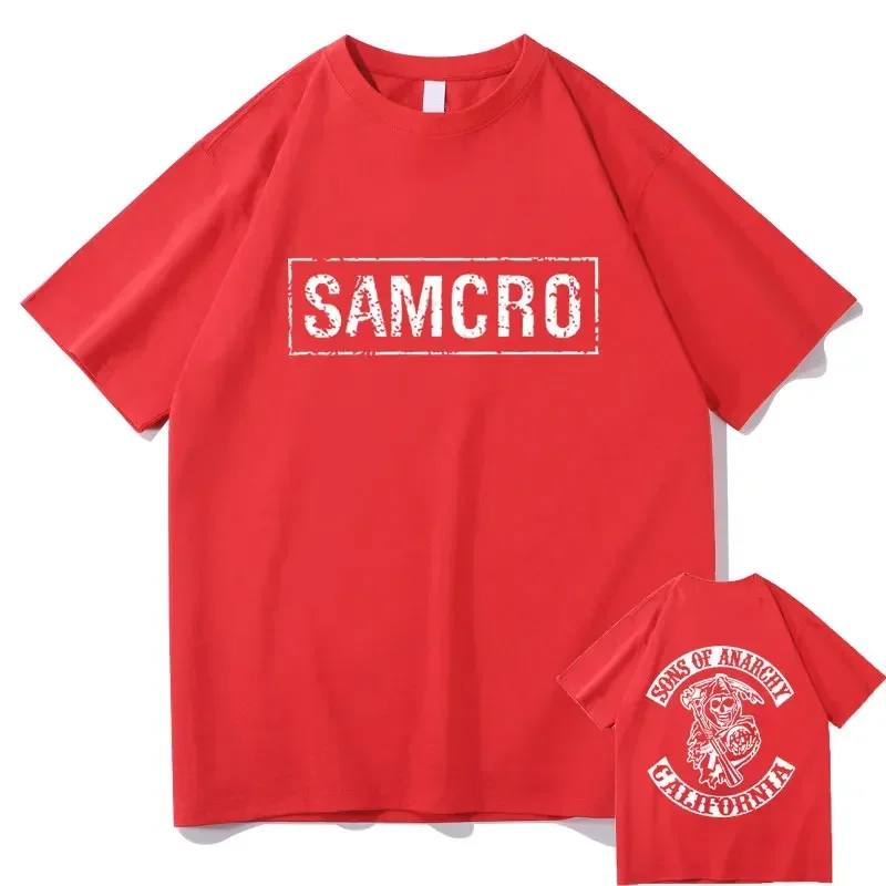 Sons of Anarchy SAMCRO Double Sided Print Tshirt Men Womnen Fashion Hip Hop Rock Tees Short Sleeve Summer Cotton T Shirts Tops