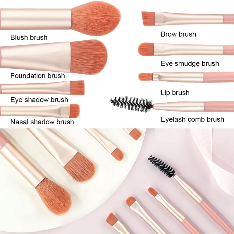 Set di pennelli per trucco da 8 pezzi per correttore cosmetico ciglia Blush cipria sfusa ombretto donna Soft fluffy Blending Beauty Tools