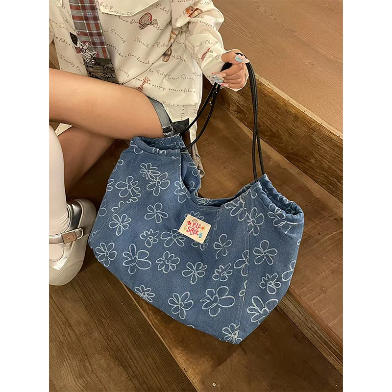 Elfsack 2025 outono nova chegada brincalhão completo floral impressão bolsa de ombro para mulher
