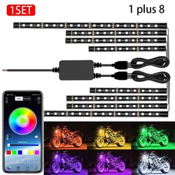 Motorcycle LED Lights For Car 12V APP Sound Control RGB Waterproof Moto Atmosphere Light Decorative Ambient Lamp Flexible Strip