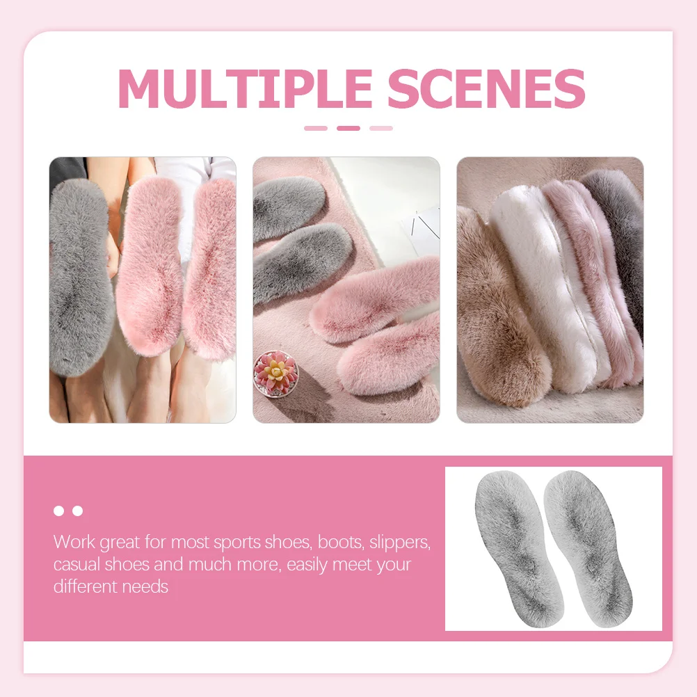 

4 Pairs Insoles Warm Shoe Inserts Pads Crochet Inner Women Shoes Faux Rabbit Winter Women's