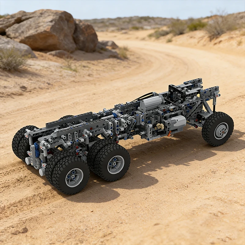 1104 PCS Three-Axle 6x6 Truck Chassis With Switchable Longitudinal Differential MOC Building Block Model Kid Toys Birthday Gifts