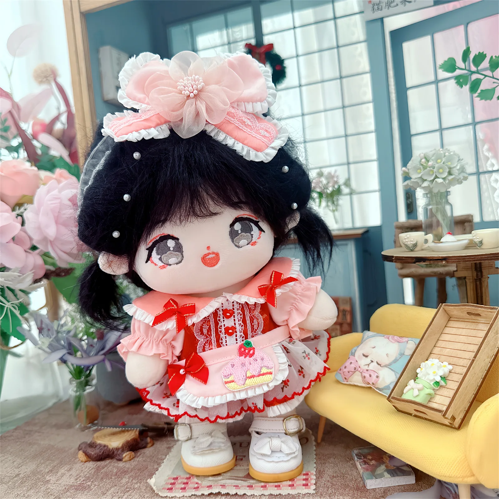 

Кавайный розовый бант, платье вишни, костюм, плюшевая кукла, милые мягкие плюшевые куклы, кукла-идол, аксессуары для одежды «сделай сам», мягкая детская игрушка для девочек