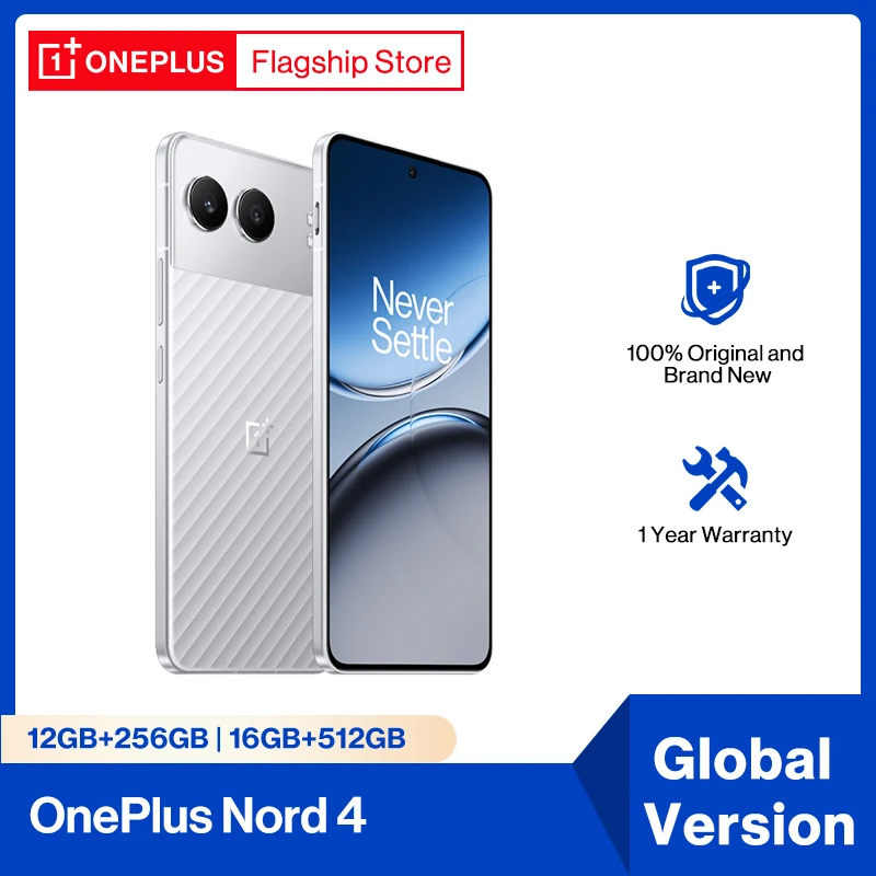 Global Version OnePlus Nord 4 Smartphone 256GB 512GB Snapdragon 7 Plus Gen 3 Sony 50MP AI Camera 5500mAh 100W SUPERVOOC Charge