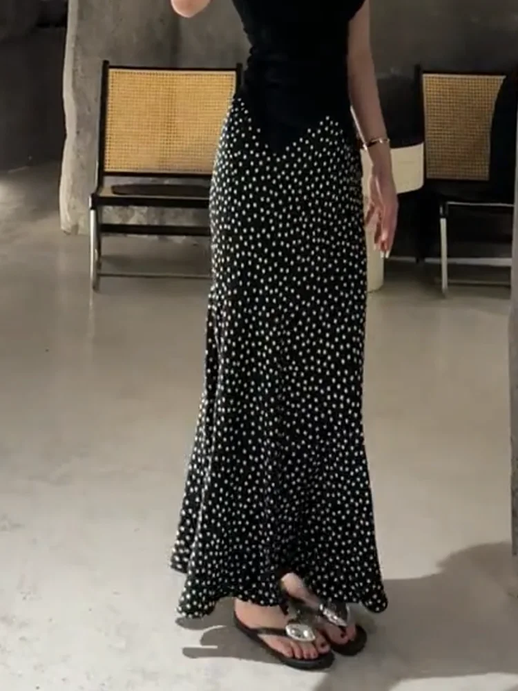 

Summer 2025 Retro Polka Dot Fi Tail f Skirt Women's New Sle High Waist Long Skirt Commute Korean Sle plus Size