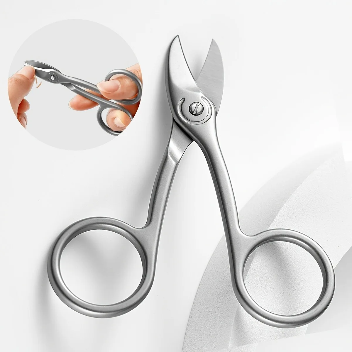1Pcs Professional Nail Cutter Scissors Eyebrows Eyelash Multi-purpose Curved Blade Manicure Pedicure Fingernail Toenail Clipper