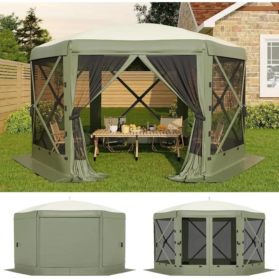13FT Pop-Up Gazebo Tent with Mesh Netting and Removable Wind Cloths
